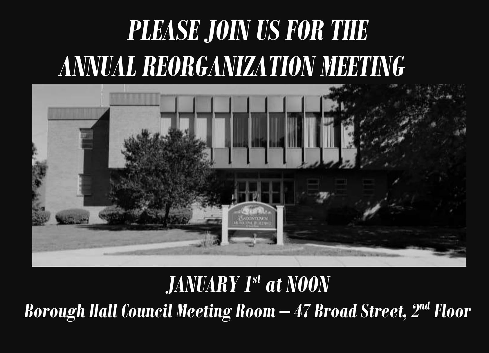 January First Reorg Meeting